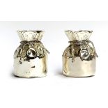 A pair of Asprey silver plated Almazan sack vases, each 9cmH