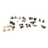 A quantity of cufflinks include silver, Niello, enamel etc