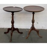 A near pair of wine tables, with dish tops, each approx. 35x51cm