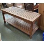 A teak garden table, 120x50x52cmH