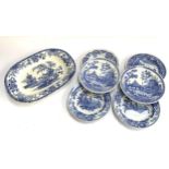 Seven Spode 'Blue Room Collection' plates, together with a large blue and white charger