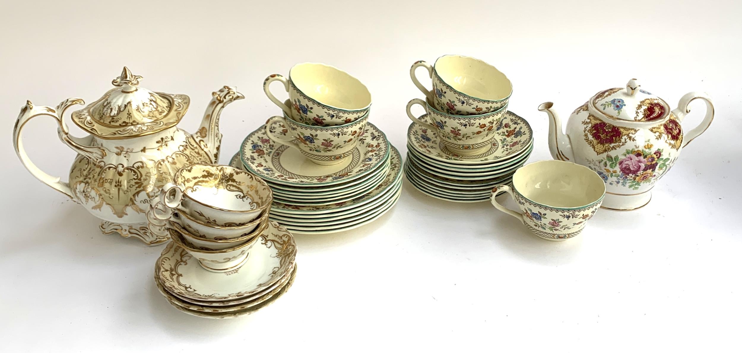 A Copeland Spode 'Royal Jasmin' part tea service, together with a Coalport teapot and tea wares