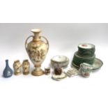 A mixed lot of ceramics to include large Crown Ducal twin handled vase, 36cmH; two smaller Crown