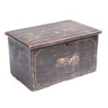 A 19th century scumble painted pine box, with floral decoration to front panel, 40x25x23cmH