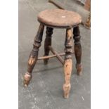 A kitchen stool, on turned legs and X stretcher, 50cmH
