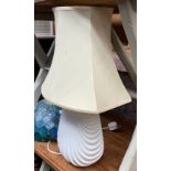 A ceramic Art Deco style table lamp, height to top of fitting 34cmH