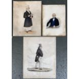 Two watercolours of gentlemen in Regency dress, 25x5x21cm and 22.5x17cm; together with by and