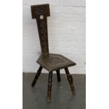 A 20th century carved spinning chair, 82cmH