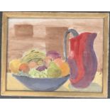 20th century still life of fruit with jug, watercolour on paper, dated '85, signed Orlando, 45x55cm