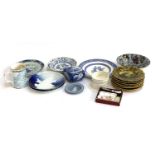 A mixed lot to include several Meissen blue onion plates; Copeland Edward VIII commemorative