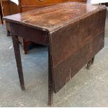 A George III oak single dropleaf table, af, 93x45x71cm, the leaf 45cmW