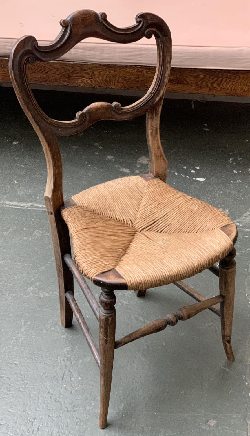 A set of four modern upholstered dining chairs; together with a small ash rush seated occasional - Image 2 of 2