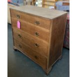 A 20th century oak chest of four drawers, with plywood top, 90x46x97cm