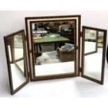 A three part adjustable dressing mirror, simulated burr wood frame, 52cmH