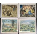 Four nursery prints, two after Molly Brett, one Margaret Tarrant and the other Muriel Dawson,