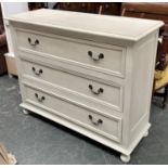 A modern painted chest of three drawers, 120x45x98cmH