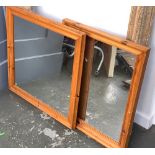 Two pine framed wall mirrors, 68x68cm and 70x55cm