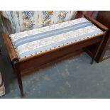 A 20th century mahogany duet stool with hinged seat, 95cmW