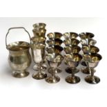 A set of 12 Spanish plated goblets, together with 4 others