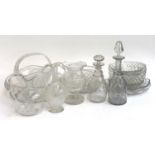 A mixed lot of cut glassware, to include various bowls of differing sizes, four decanters, a large