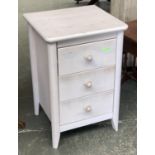 A white stained bedside cabinet, together with a lacquered occasional table, each approx. 70cmH