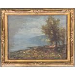 20th century oil on board, a loch scene, 28x38cm