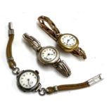 Two .925 silver vintage wrist watches with enamel dials; together with one other gold plated vintage