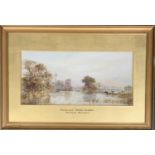 Arthur Willett, watercolour, river scene with cows grazing and a distant figure on a punt, signed,