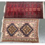 A red ground Persian rug, 170x88cm, together with one other smaller