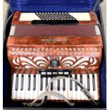 A Galotta 72 button piano accordion, cased