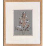 Bernard Reynolds, 1915-1997, Seated Nude, pen and red chalk, initialed and dated 1996, 28.5 x 21cm
