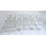 A set of 12 Waterford crystal wines glasses, 14.5cmH; together with 8 Waterford crystal sherry