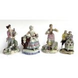 Four early 20th century porcelain figures to include a pair of Martha Budich Dresden figurines, each