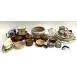 A mixed lot of ceramics to include stoneware lidded pots, Portmeirion, Wedgwood jasper ware,