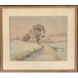 H McDowall, watercolour on paper, winter landscape, signed, 27x35