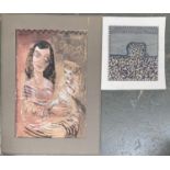 20th century watercolour of Madonna and child, signed Artemoll upper left, 47x31cm; together with an