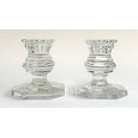 A pair of Baccarat France crystal candlestick holders, each 8cmH