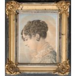 English School c.1845 Portrait of Lady Benedict Cavendish, watercolour, 27x20cm