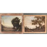 A pair of Scottish landscapes, oil on canvas laid on board, unframed, one signed Schvartz and