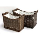 A pair of wicker storage baskets, 46cmW and 39cmW