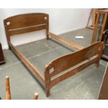 A probably American maple double bed, 146cmW, the headboard 100cmH, the foot 67cmH
