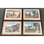 A set of 4 18th century coloured engravings, depicting Amsterdam, View of the Royal exchange,