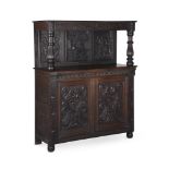 A Victorian carved oak court cupboard in Elizabethan taste 19th century 166cm high, 138cm wide, 48cm