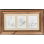 After E H Shepard, a set of 3 prints of Winnie the Pooh sketches, each approx. 14x10cm