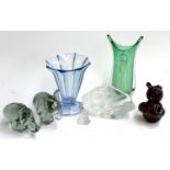 A small lot of glassware to include Ngwenya elephant and rhino; Nachtmann 'Crystal Cuties' bear;