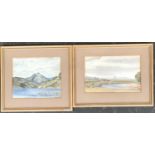 A pair of 20th century watercolour landscapes, one of a loch, monogrammed ABD, 11.5x17.5cm and