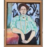 A 20th century portrait of a lady, acrylic on paper, approx. 49.5x29.5cm, together with 3 unframed
