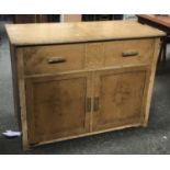 A 20th century scumble painted cupboard, single drawer over cupboard doors, 99x49x73cmH