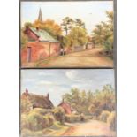 A pair of late 19th Century oils on canvas, village street scenes, signed Beazeley and dated 1895,