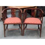 A pair of Edwardian splat back side chairs, 56cmW